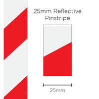 Pinstripe Reflective Red/White 25mm x 1m