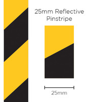Pinstripe Reflective Black/Yellow 25mm x 1m