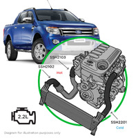 Ford Ranger/Mazda BT50 2.2L 3 Piece Silicone Hose and Clamp Intercooler Upgrade Kit 2011 - 2022