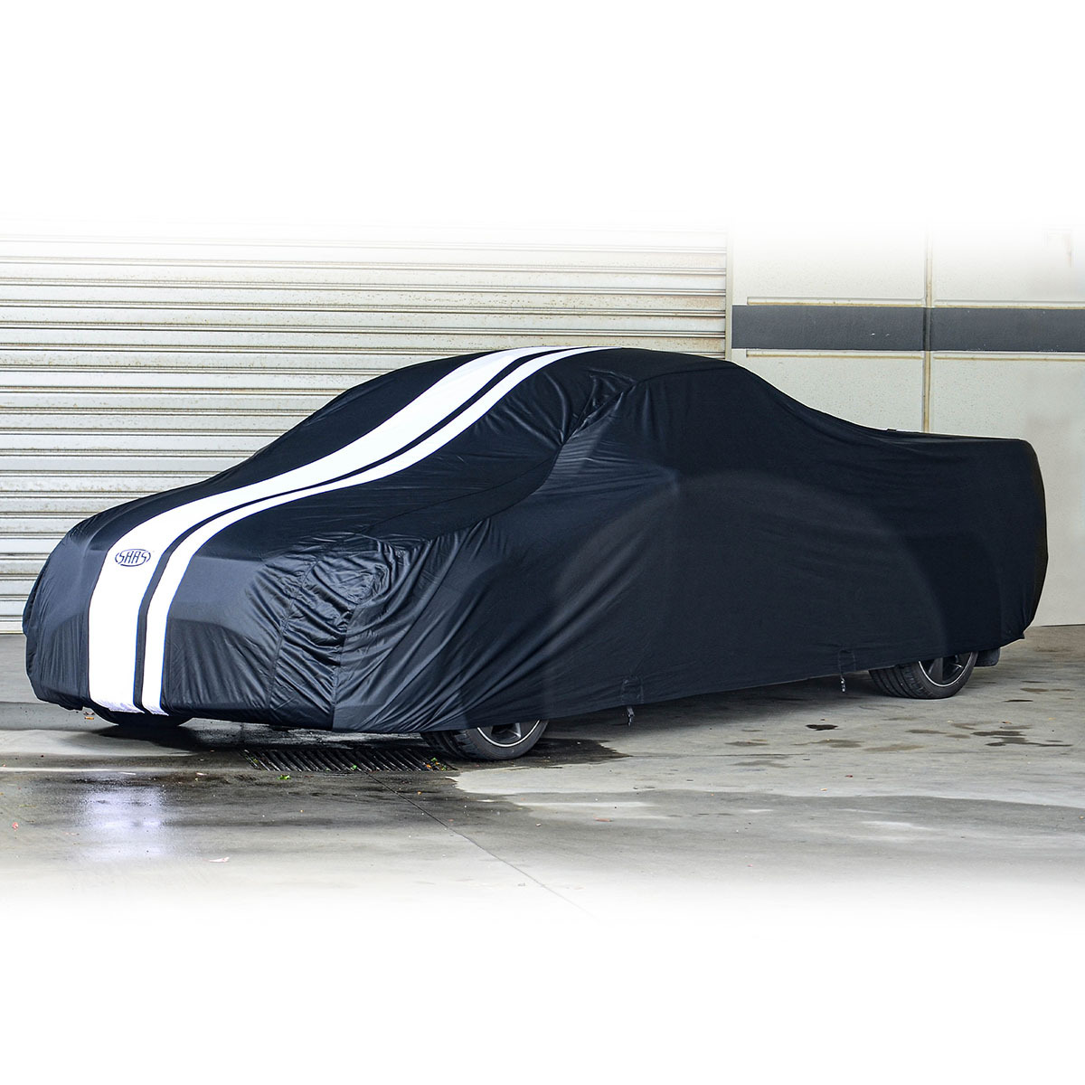 Car Cover Indoor Classic Ute Large 5.3m Black With White Stripes