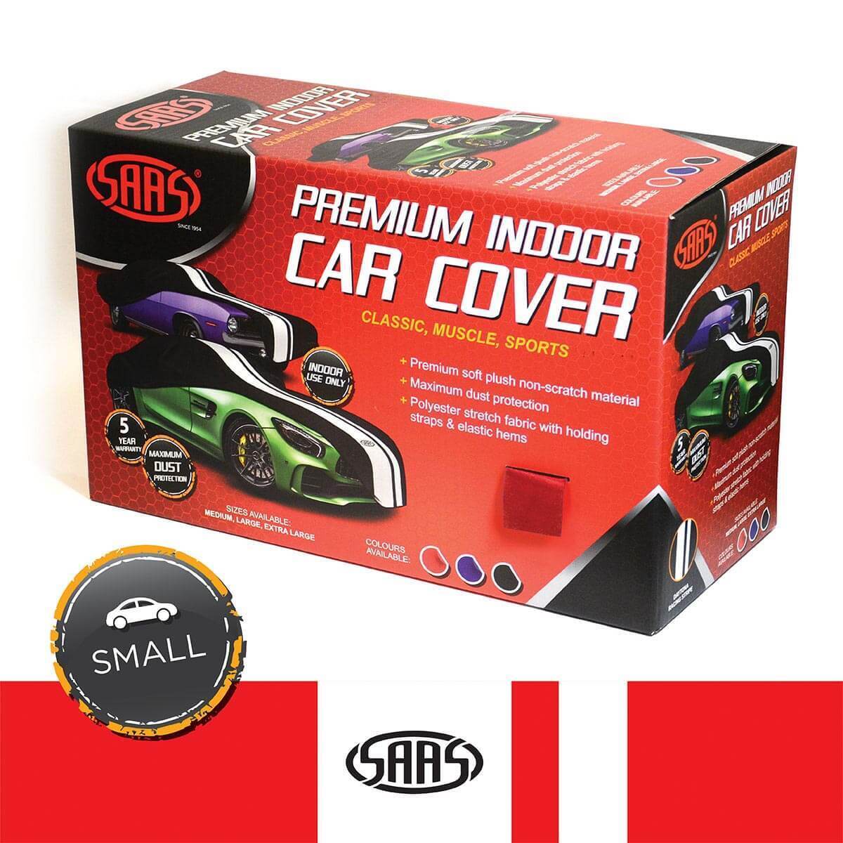 Car Cover Indoor Classic Small 4.0m Red With White Stripe