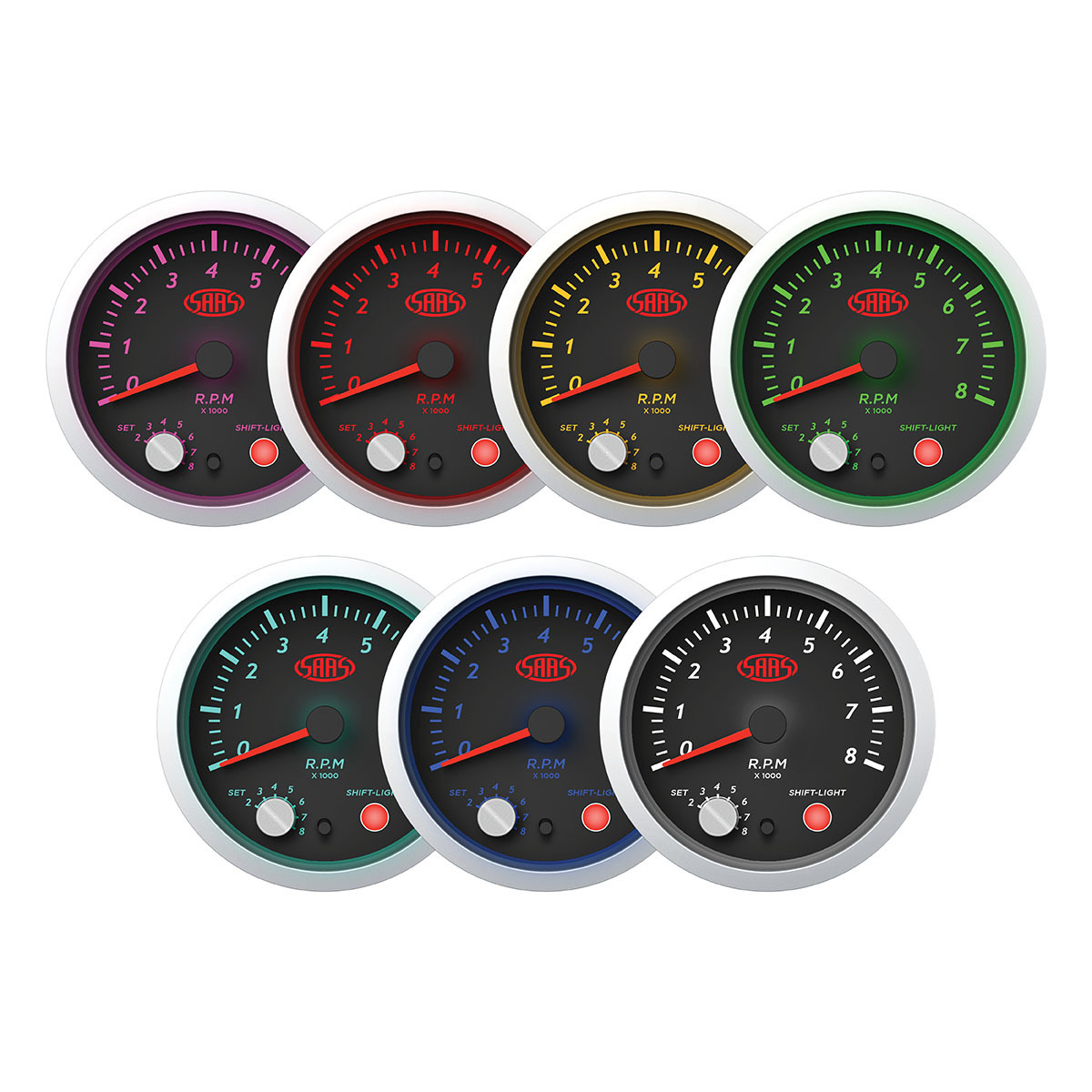 Tachometer Petrol 0-8K Shiftlight 3 1/2" 89mm Black Street Series
