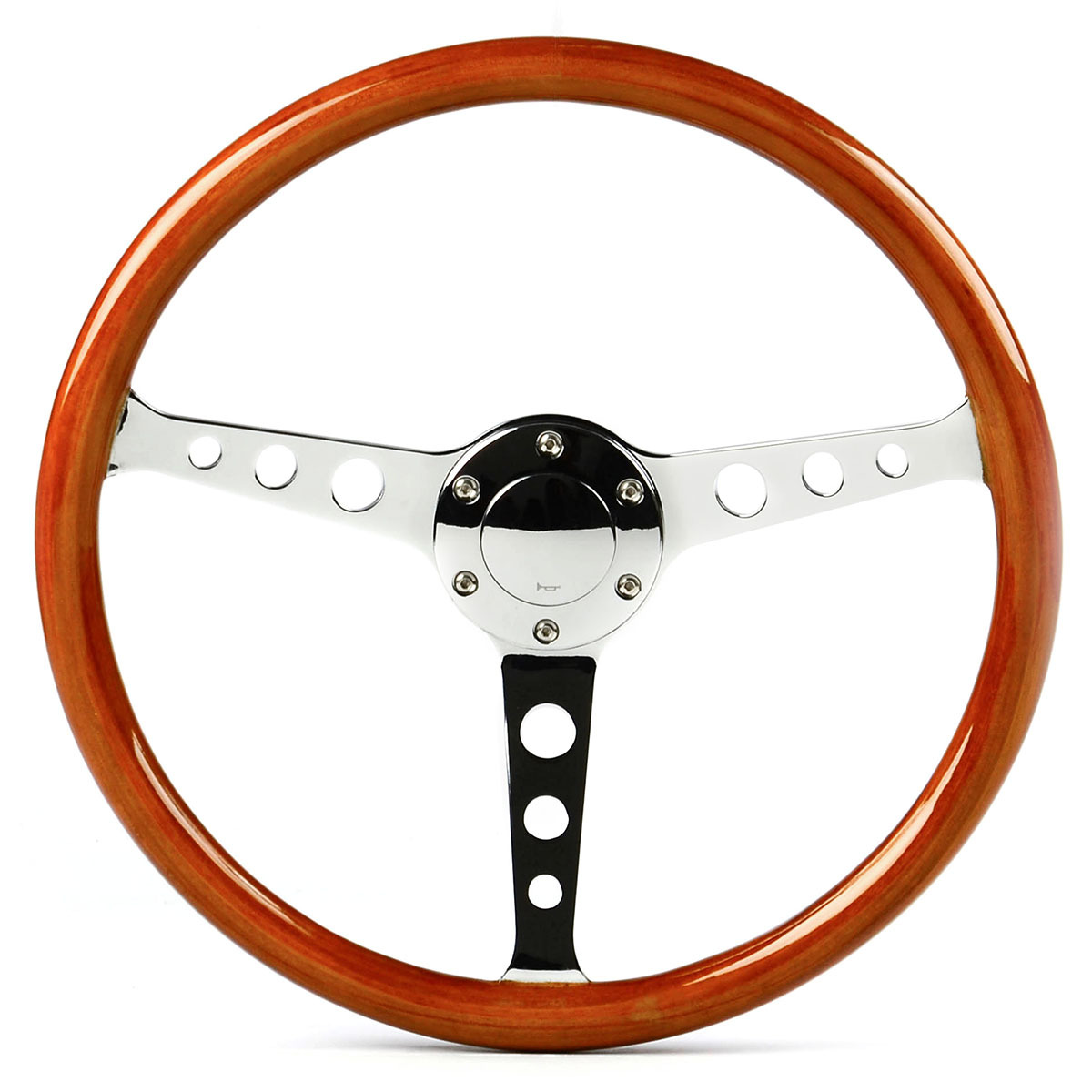 Steering Wheel Wood 15" ADR Classic Chrome With Holes