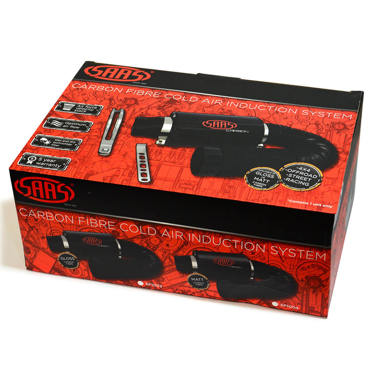 Carbon Matt Cold Air Box Filter Kit 76mm Inlet/Outlet