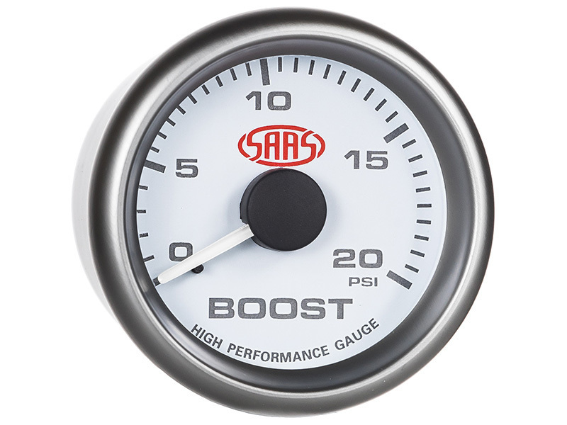 Boost Gauge Diesel 0-20 psi 52mm White Muscle Series