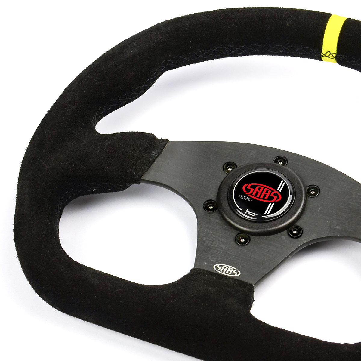Steering Wheel Suede 13" ADR Black Flat Bottom + Indicator