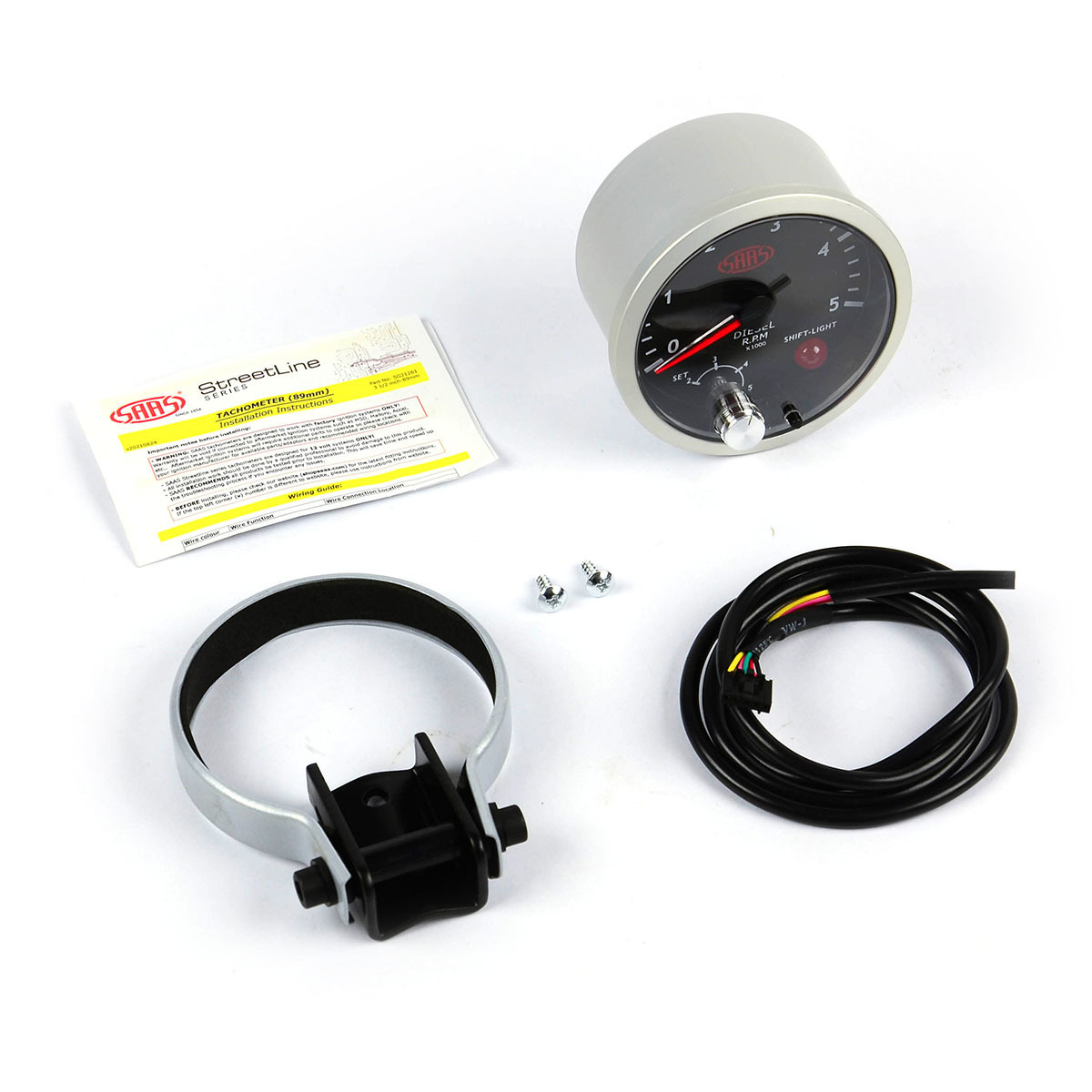 Tachometer Diesel 0-5K Shiftlight 80mm (3 1/8") Black Street Series