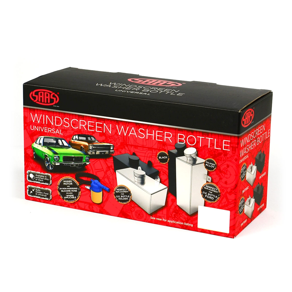 Windscreen Washer Bottle Black Alloy HK HT HG LC LJ Universal