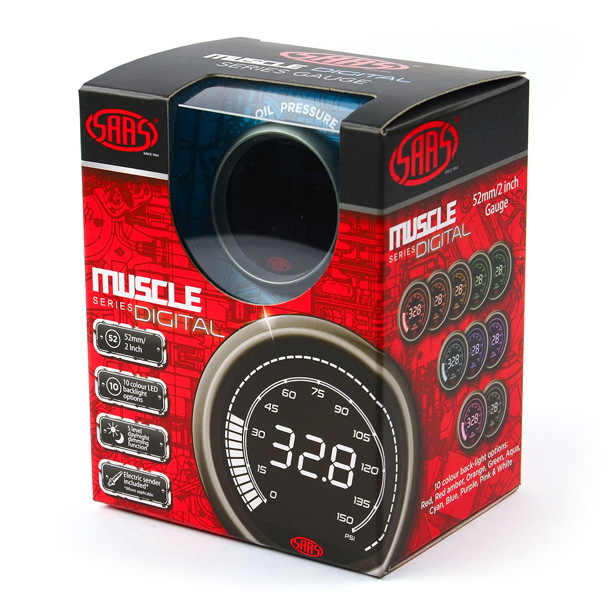 Oil Pressure Gauge 0-150 psi 52mm Muscle Digital Series