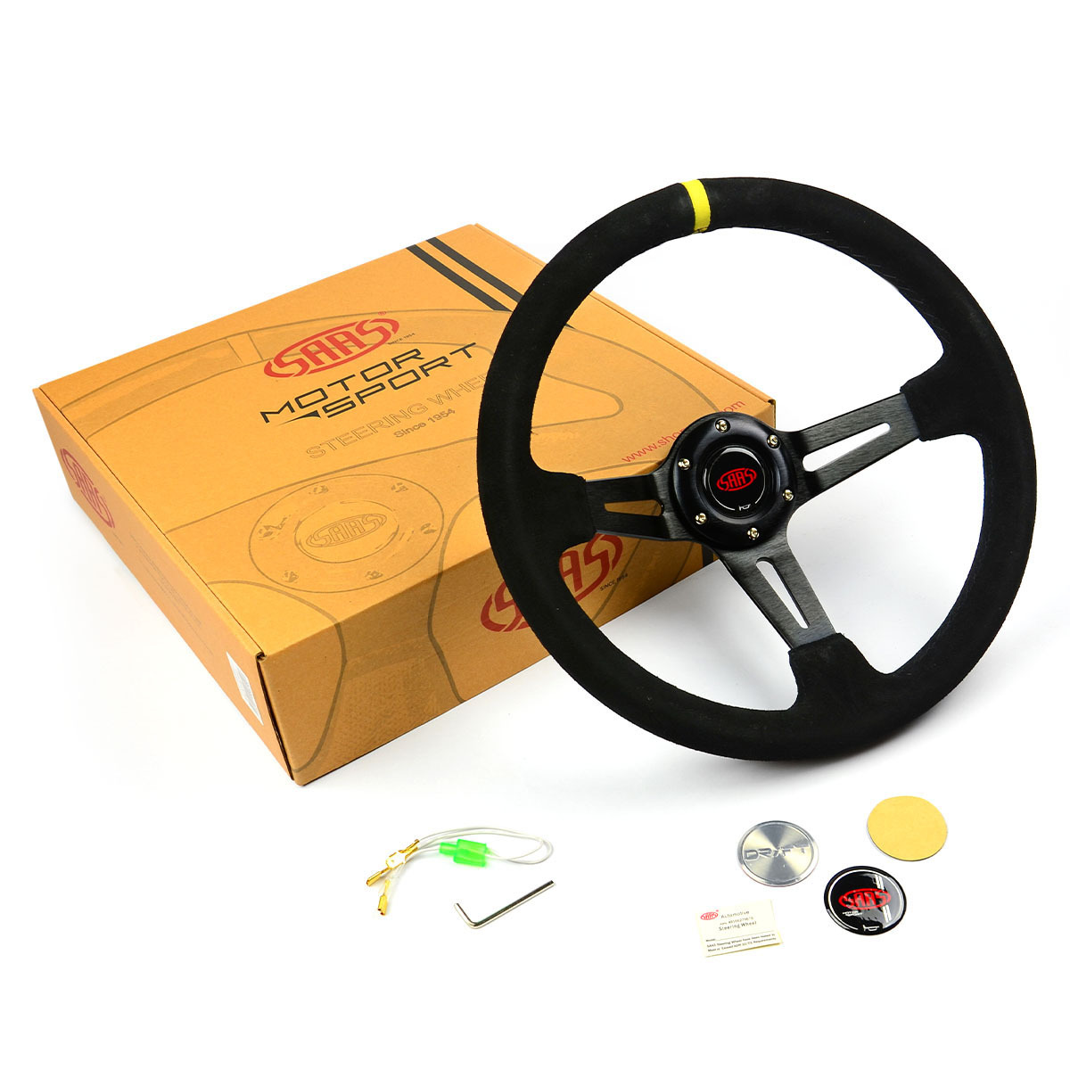 Steering Wheel Suede 14" ADR Deep Dish Black Slotted + Indicator