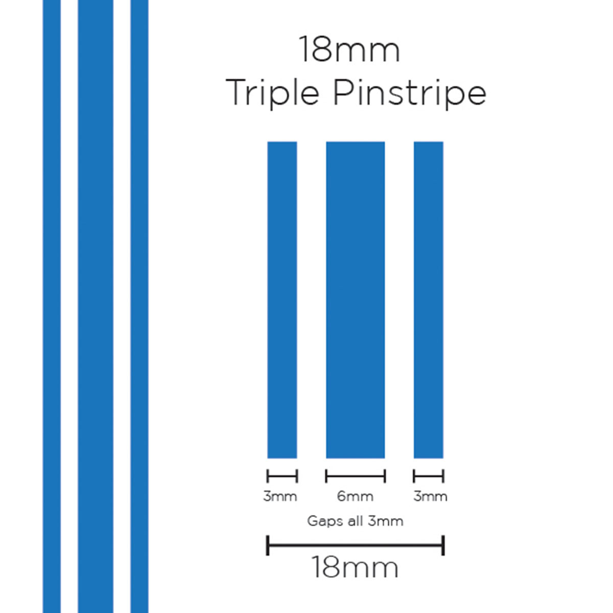Pinstripe Triple Medium Blue 18mm x 10mt