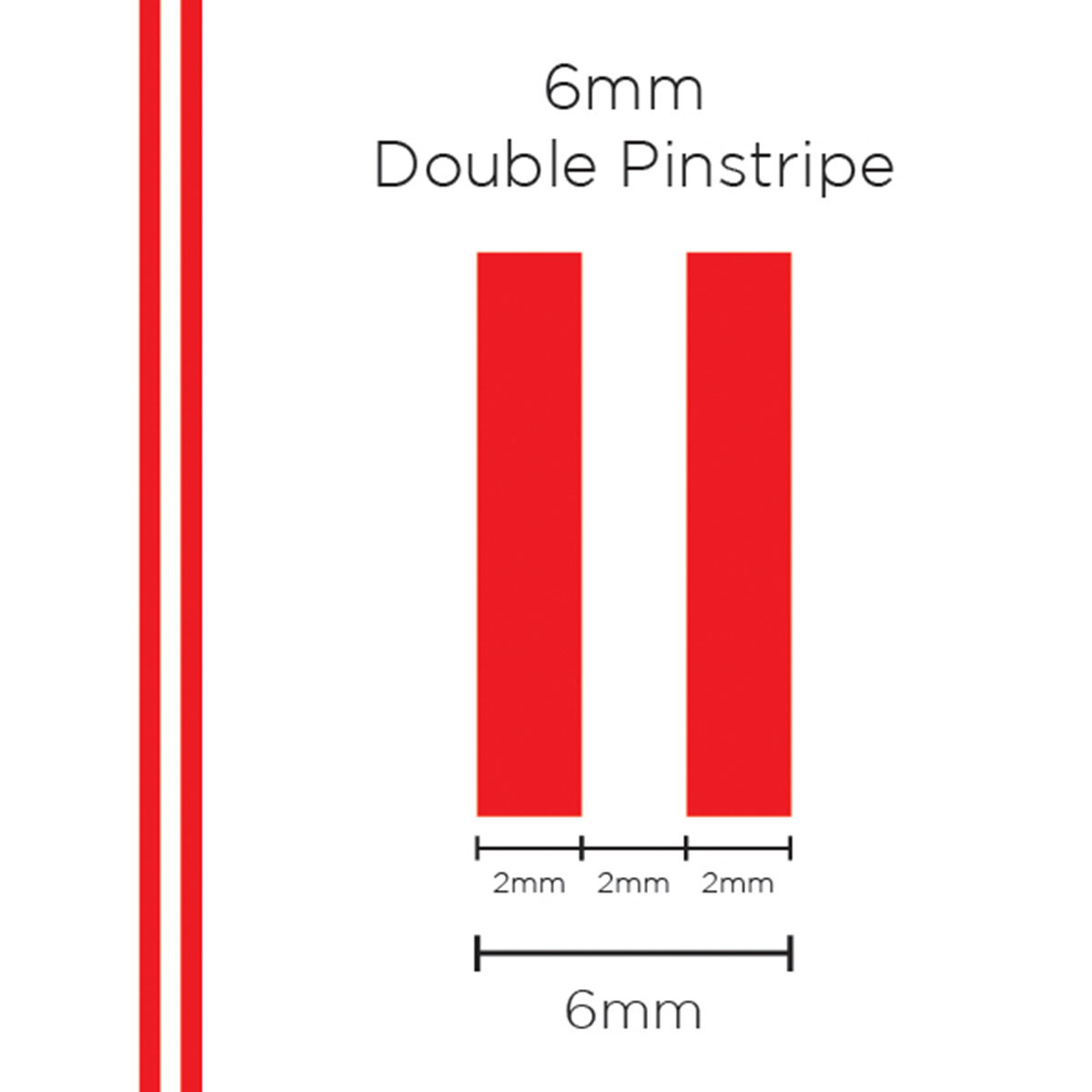 Pinstripe Double Red 6mm x 10mt