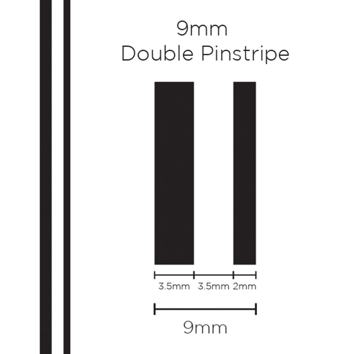 Pinstripe Double Black 9mm x 10mt