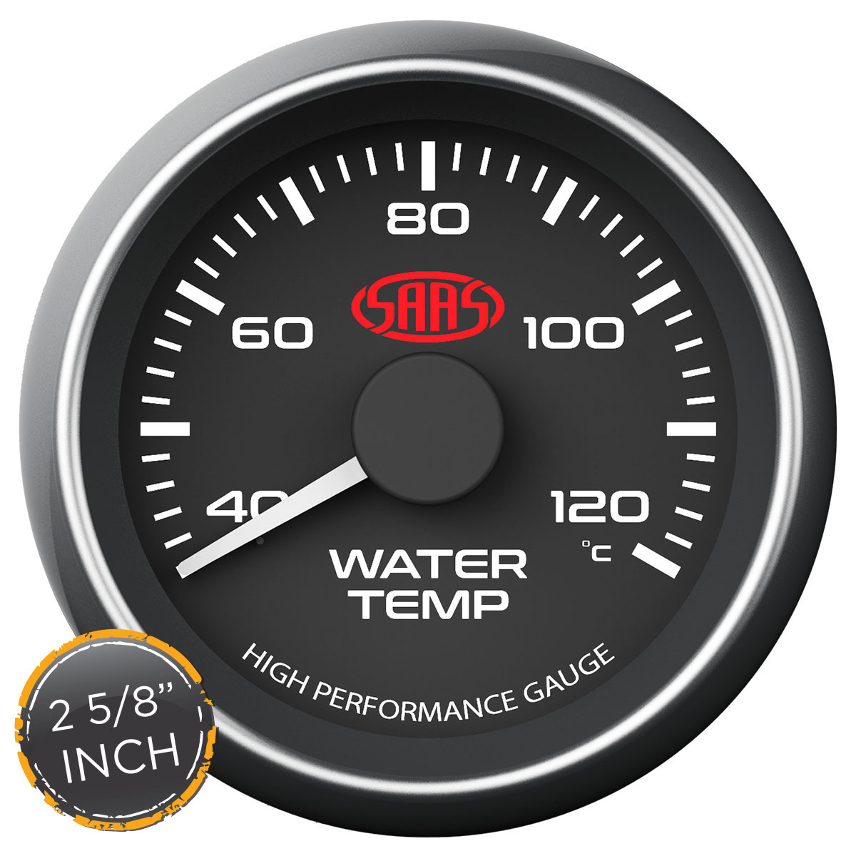 Water Temp Gauge 40°-120° 2 5/8 inch Black Muscle Series