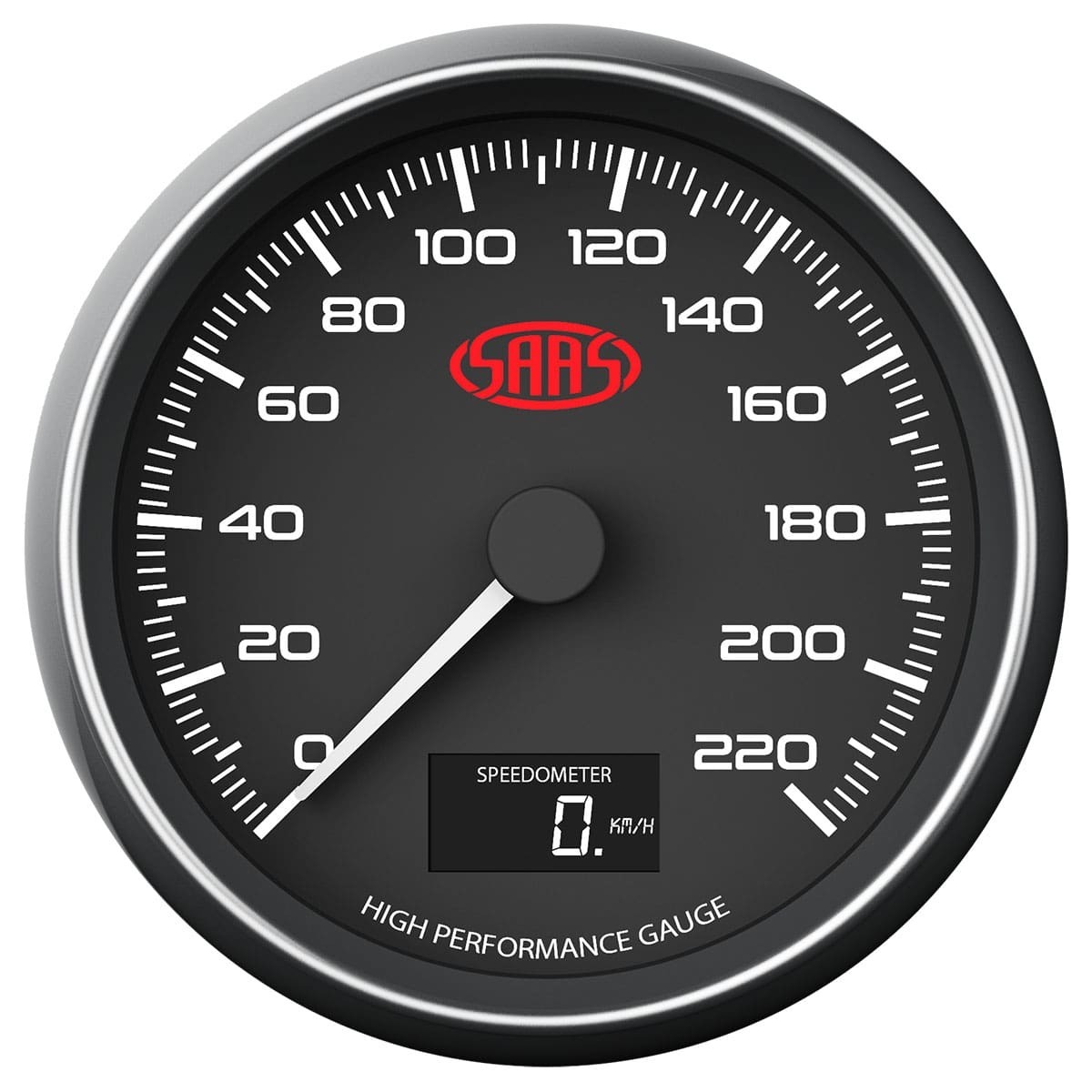 Speedometer 220 KPH 3 1/2" 89mm In Dash Black Muscle Series