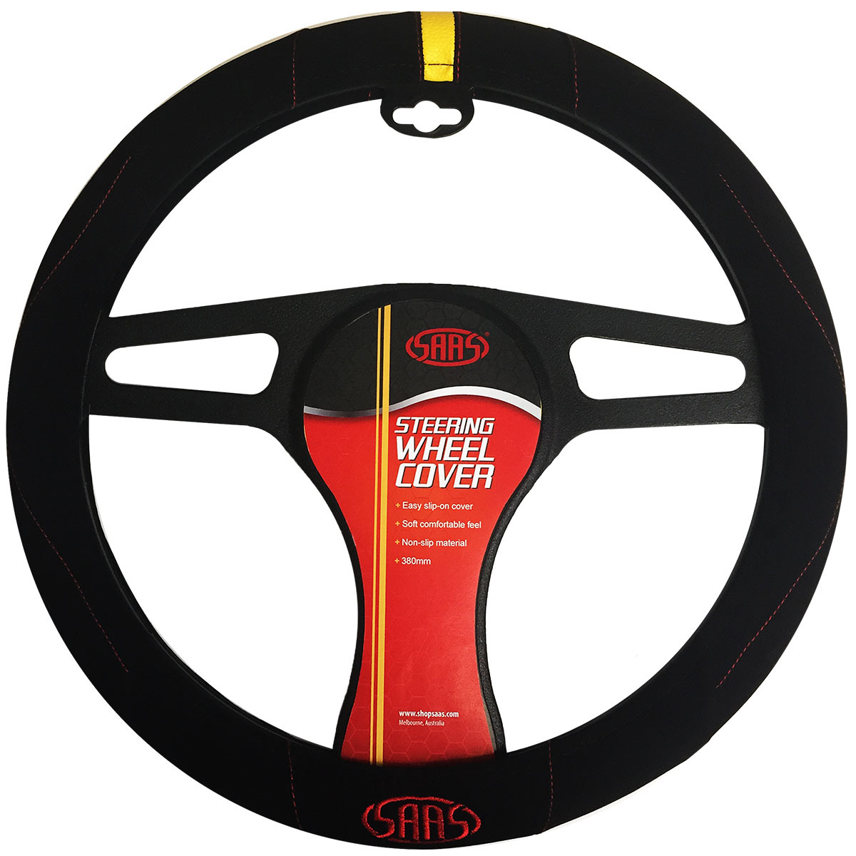 Steering Wheel Cover Black Suede With Indicator and Logo 380mm