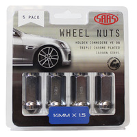 Wheel Nuts Flat Head Bulge 14x 1.5 Chr 45mm 5Pk