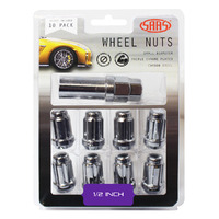 Wheel Nuts S/D 6 Spline 1/2 Inc Key Chr 10Pk