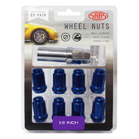 Wheel Nuts S/D 6 Spline 1/2 Inc Key Blue 10Pk