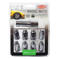Wheel Nuts S/D 6 Spline 12 x 1.50 Inc Key Chr 10Pk