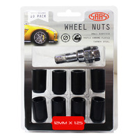Wheel Nuts S/D Int Hex 12 x 1.25 Inc Key Black 10Pk