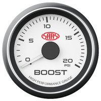 Boost Gauge Diesel 0-20 psi 52mm White Muscle Series