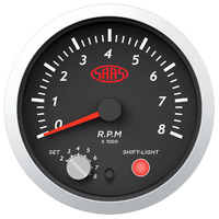 Tachometer Petrol 0-8K Shiftlight 80mm (3 1/8") Black Street Series