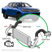 Toyota Hilux 2.4L 2.8L 1GD 2GD 3 Piece Silicone Intercooler Hose and Clamp Kit