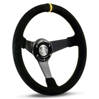 Steering Wheel Suede 14" ADR Drifter Yellow Stitch
