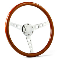 Steering Wheel Wood 15" ADR Classic Chrome With Holes