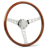 Steering Wheel Wood 15" ADR Classic Polished Alloy Holes + Rivet