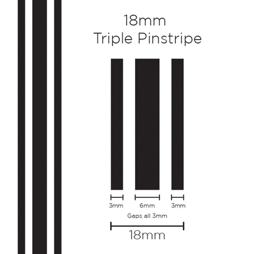 Pinstripe Triple Black 18mm x 10mt