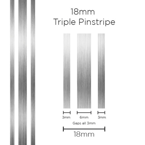 Pinstripe Triple Silver 18mm x 10mt