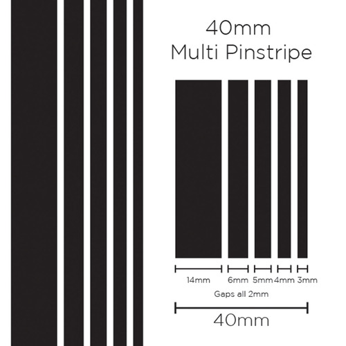 Pinstripe Multi Black 40mm x 10mt