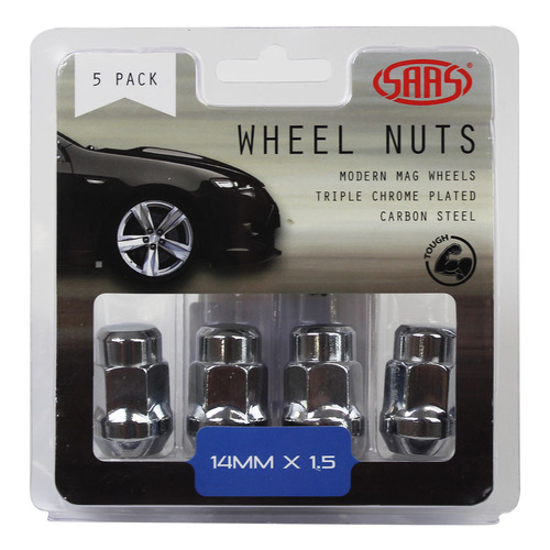 Wheel Nuts Acorn Bulge 14 x 1.50 Chrome 35mm 5Pk