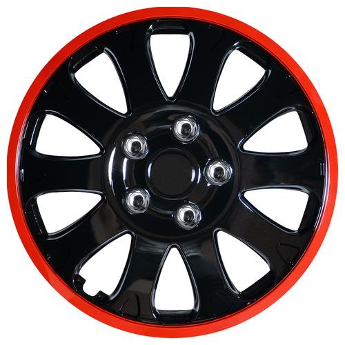 NLA Stealth 15" Red Strip Wheel Cover Set