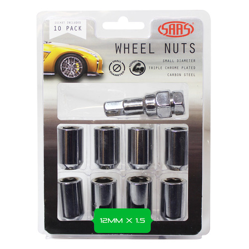 Wheel NutS S/D Int Hex 12 x 1.50 Inc Key Chr 10Pk