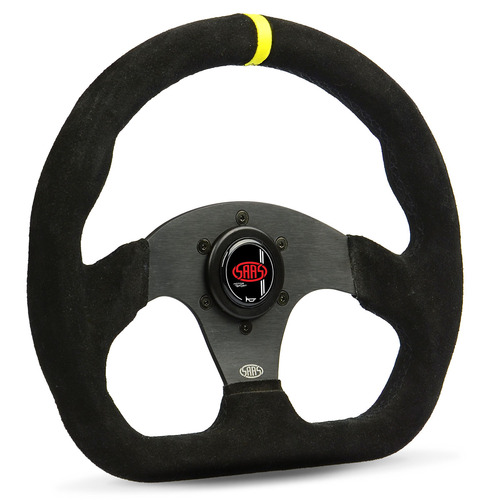 Steering Wheel Suede 13" ADR Black Flat Bottom + Indicator