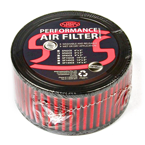 Hi Flow Air Filter Washable Round 6in x 3in