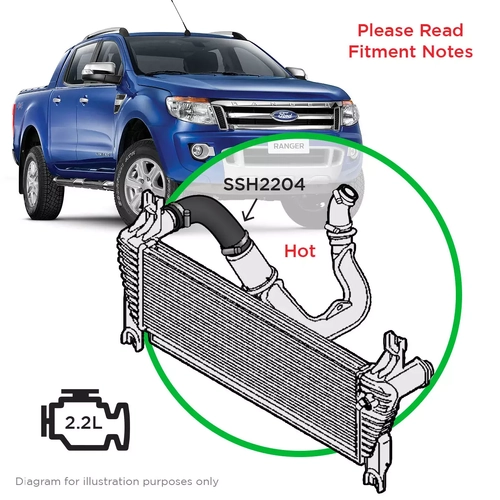 Ford Ranger 2.2L 110kW Silicone Intercooler Top Pipe Hot Side 2012-2015 