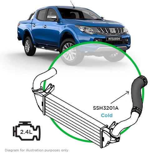 Mitsubishi Triton MQ-MR, Pajero Sport QE-QF 2.4L Cold Side (Short) Silicone Intercooler
