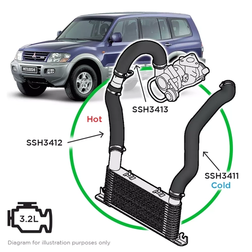 Mitsubishi Pajero NM-NP 3.2 Intercooler Hose Complete Kit