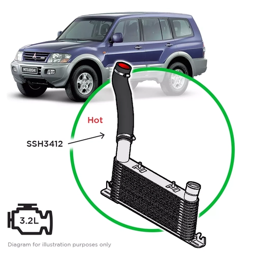 Mitsubishi Pajero NM-NP 3.2 Hot Side to Joiner Intercooler Hose