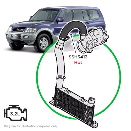 Mitsubishi Pajero NM-NP 3.2 Hot Side to Turbo Intercooler Hose