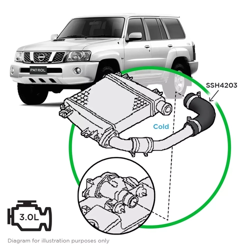 Nissan GU Patrol Y61 ZD30 DI Cold Side from Mid Pipe to TB