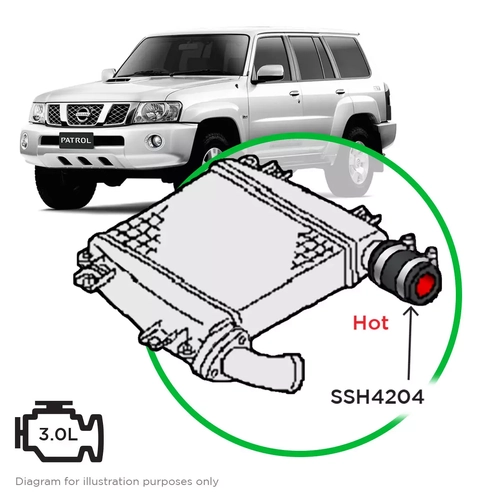 Nissan GU Patrol Y61 ZD30 DI Hot Side from Mid Pipe to Intercooler