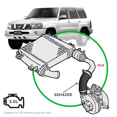 Nissan GU Patrol Y61 ZD30 DI Hot Side from Turbo to Mid Pipe
