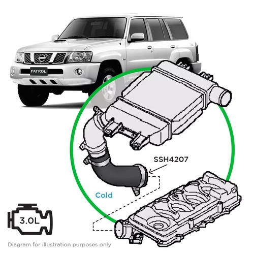 Nissan GU Patrol Y61 ZD30 CRD Cold Side from Joiner to TB
