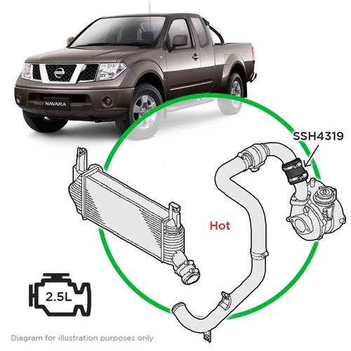 Nissan Navara D40 YD25 2.5 Hot Side from Turbo to Join Pipe