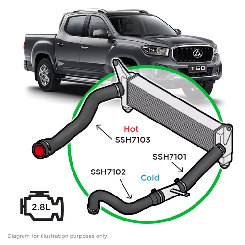 Silicone I/Cool Black 3 Pipe Kit LDV T60 2.8 2017-21